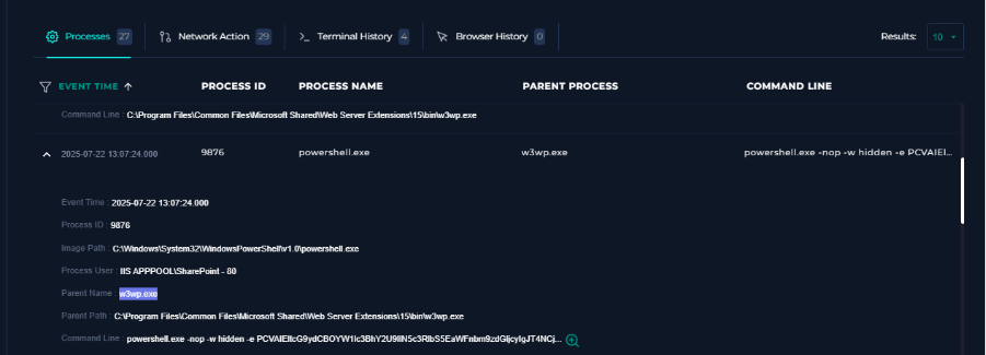 SOC incident analysis. Letsdefend, SOC342 ‑ CVE‑2025‑53770 SharePoint ToolShell Auth Bypass and RCE - 8